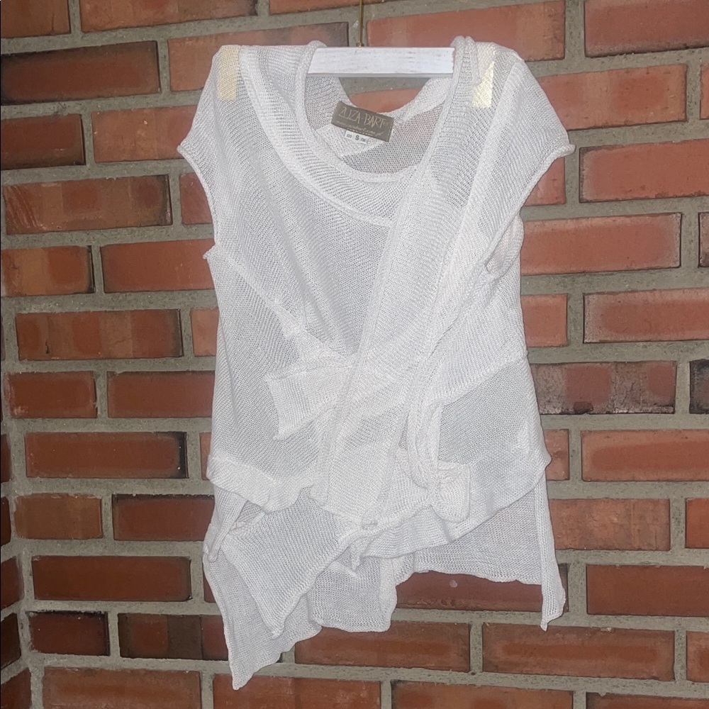Zany bart linen small asymmetrical boho laggon look White Sheer Layered Top
